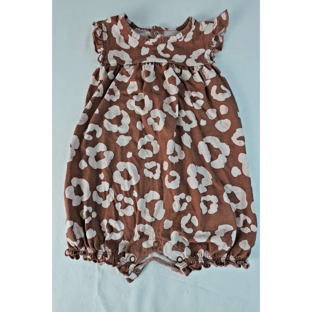 Carters‎ Child Of Mine Brown Pattern Romper 18M Cotton Blend